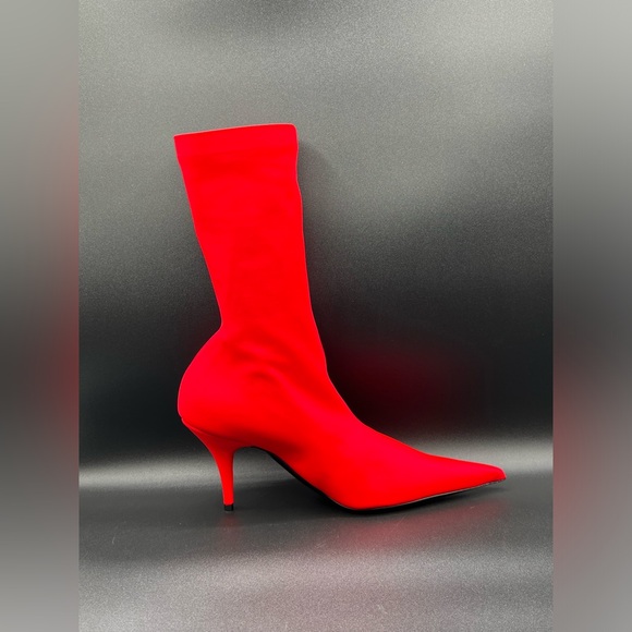 Balenciaga Knife Booties Stretch Fabric Mid -Calf Red Pull On US 6/EU 36 $1290 - Picture 16 of 16